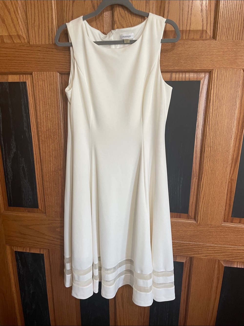 Calvin Klein Cream Sleeveless Fit-and-Flare Dress